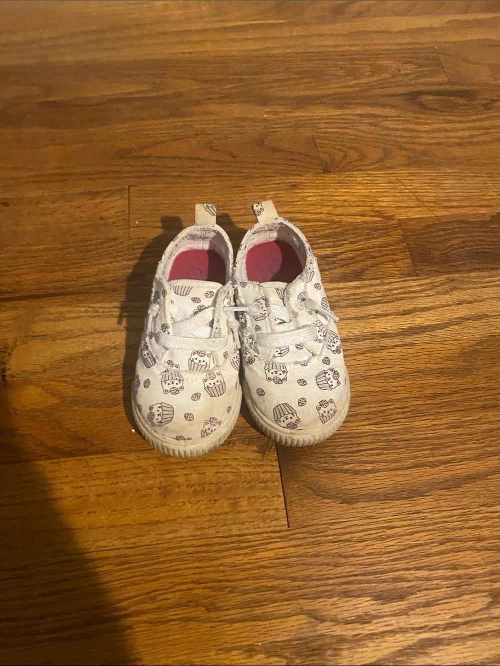 Blowfish White Canvas Kids Shoes with Pink Lining and Cupcake Print